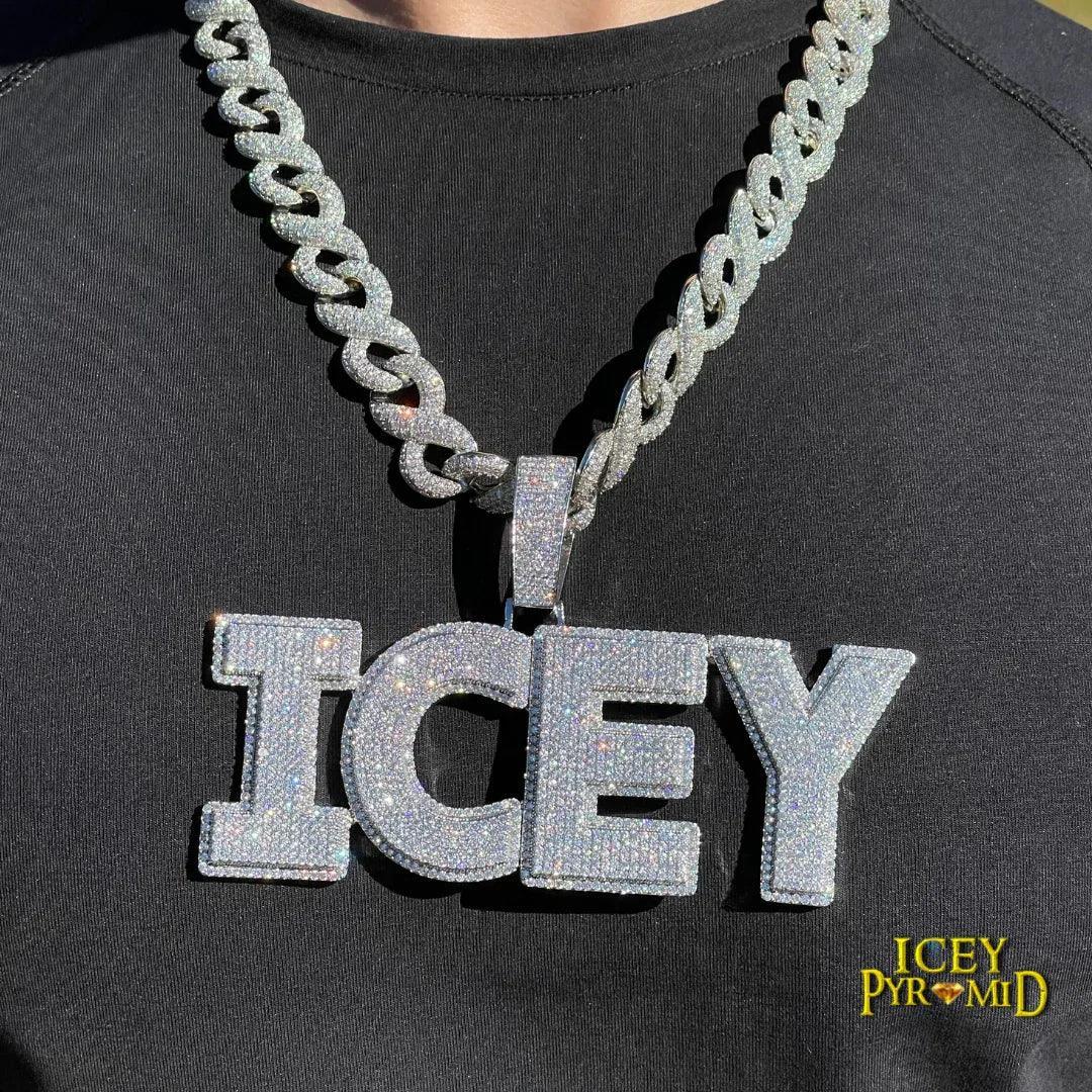 Clarity Clear Solid Iced Out Personalized Custom Name Necklace Pendant – Luxury Hip Hop Jewelry for Men & Women - CaratixJewelry